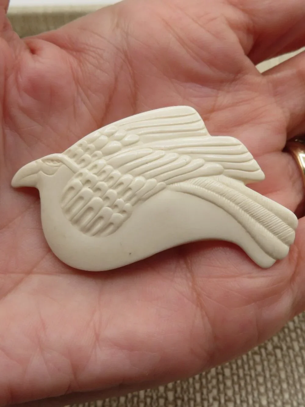 Vintage Laurel Burch Snow Dove Bird Resin Brooch
